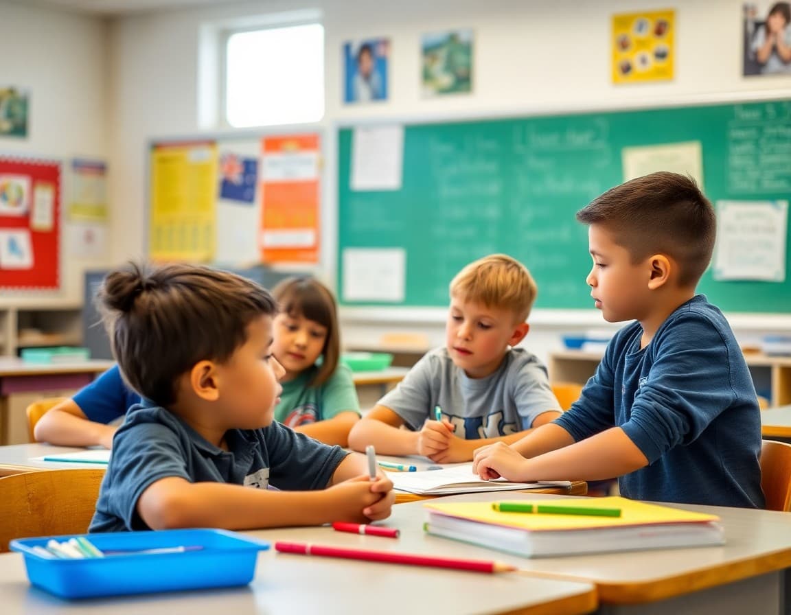 Elementary classroom activity related to departmentalized teaching and subject-specific instruction in upper elementary with engaged students
