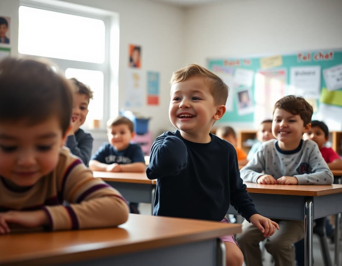 Elementary classroom activity related to the exercise and physical fitness unit with engaged students