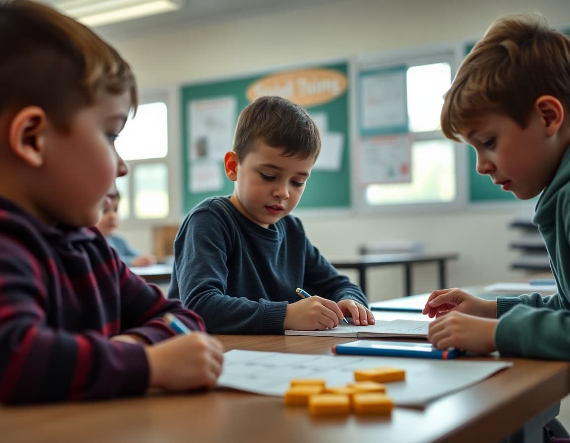Elementary classroom activity related to fractions and decimal number concepts with engaged students
