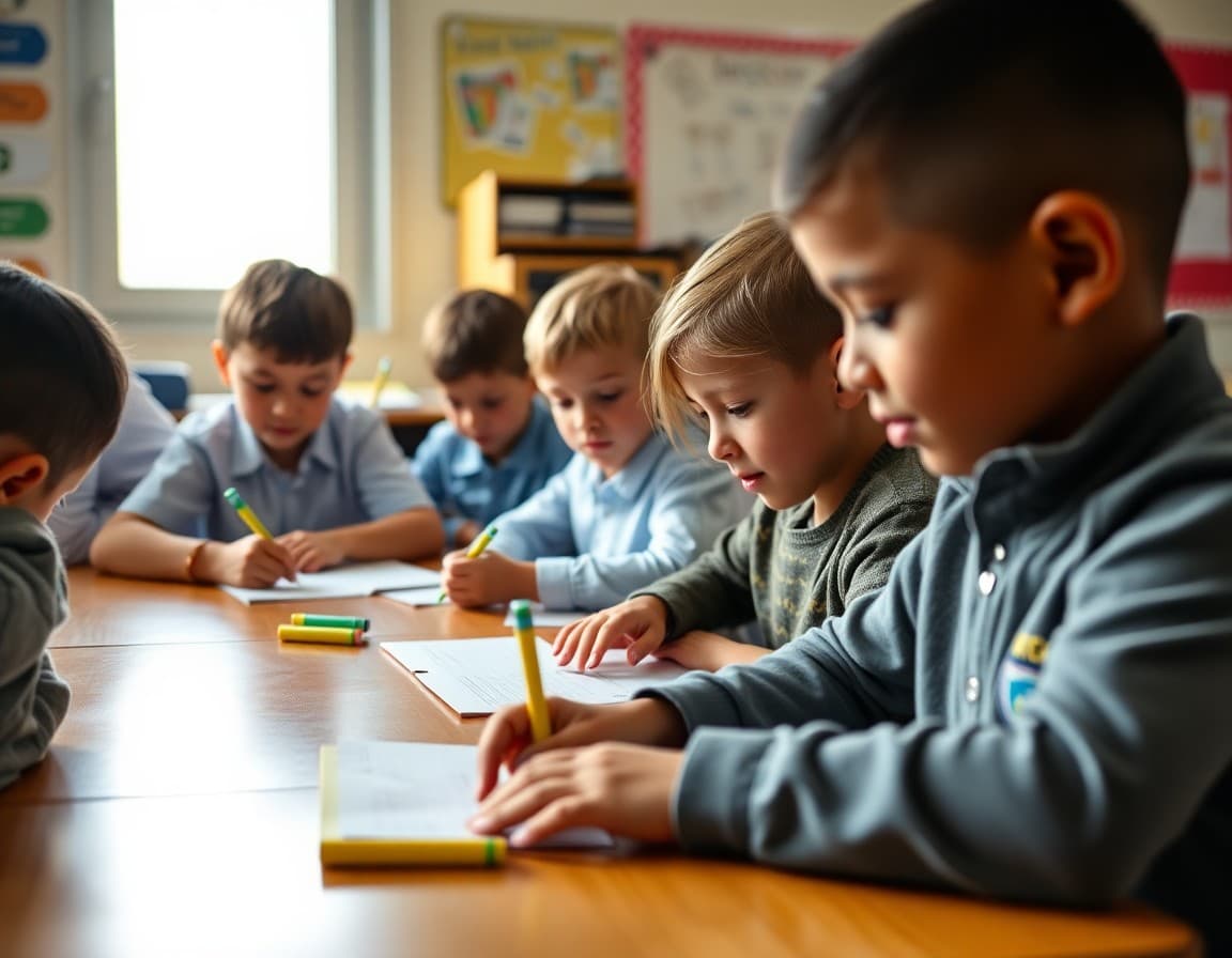 Elementary classroom activity related to handwriting improvement and letter formation with engaged students