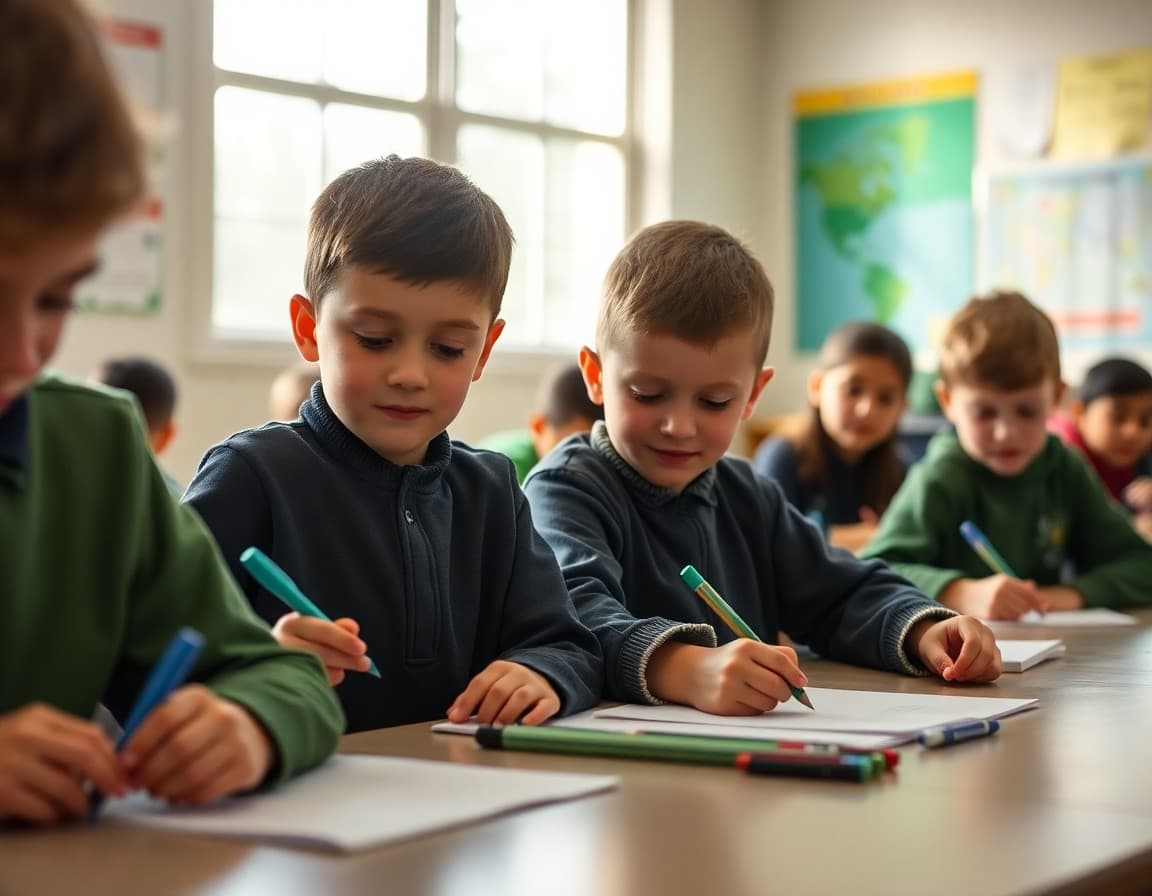 Elementary classroom activity related to handwriting instruction and practice with engaged students