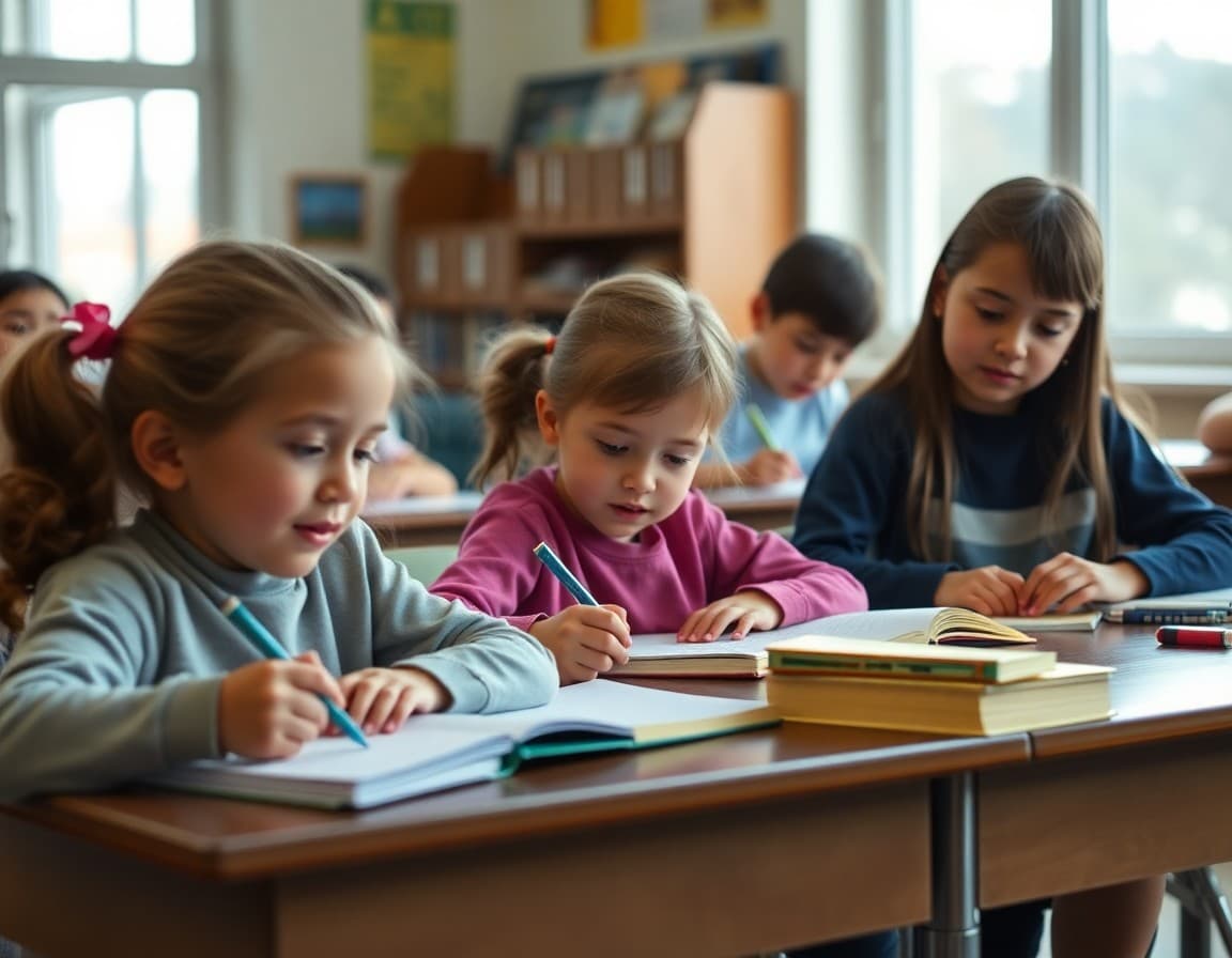 Elementary classroom activity related to journal writing and daily writing practice with engaged students