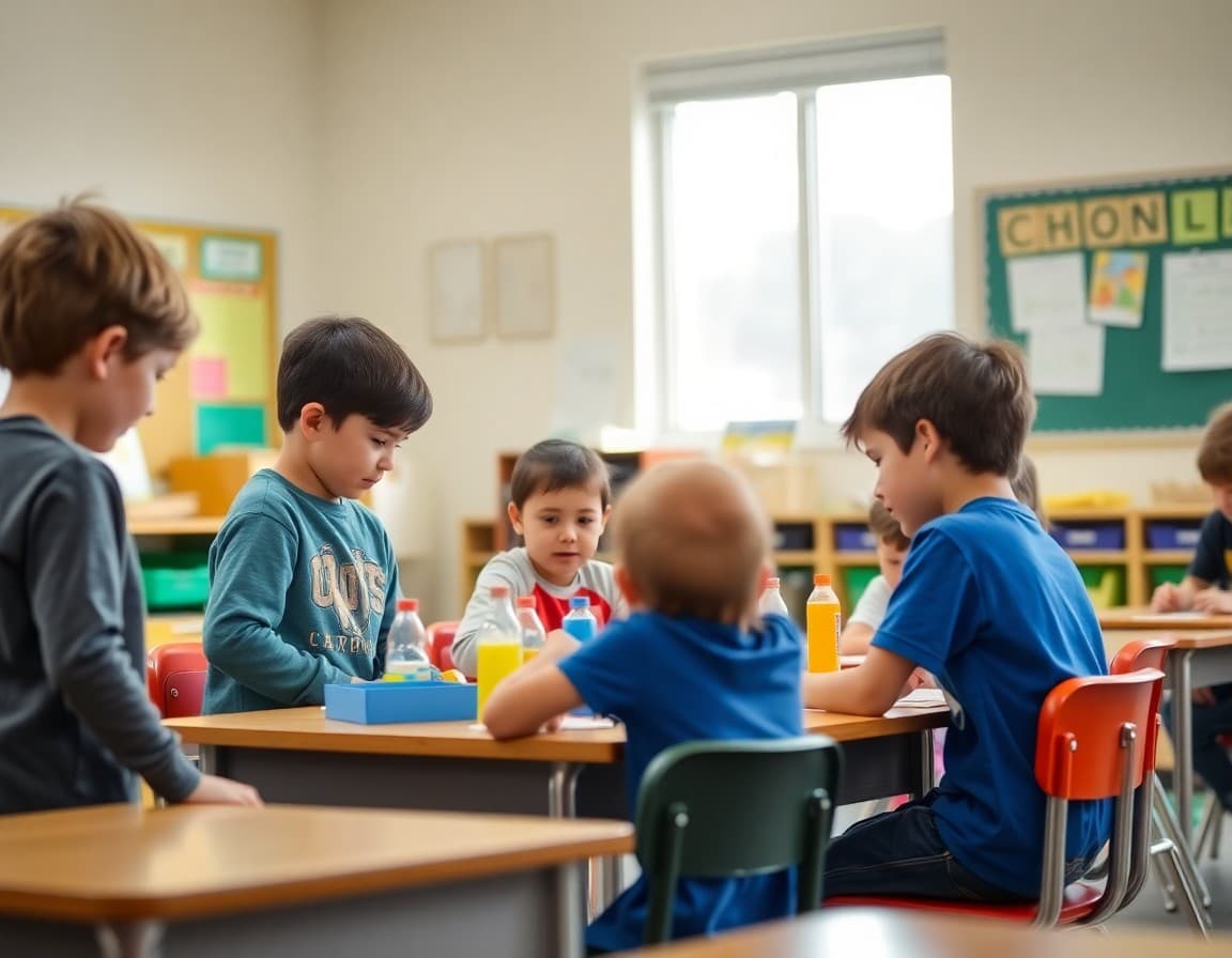 Elementary classroom activity related to learning centers and station-based instruction with engaged students