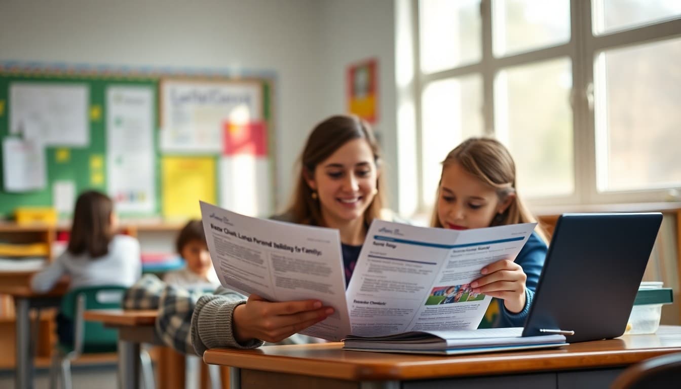 Elementary school teacher preparing a newsletter about Lexia Reading Core5 and literacy skill building for K-5 families