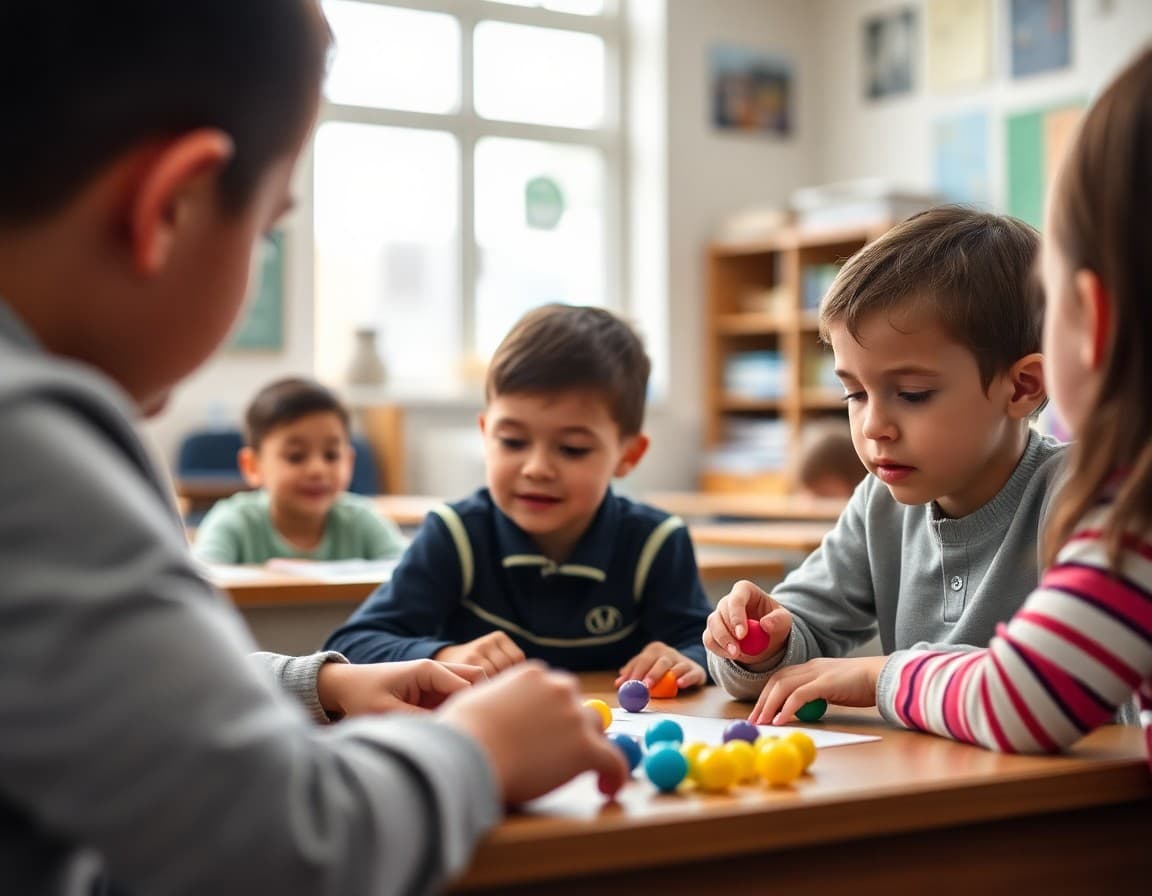 Elementary classroom activity related to math games and activities families can play at home with engaged students