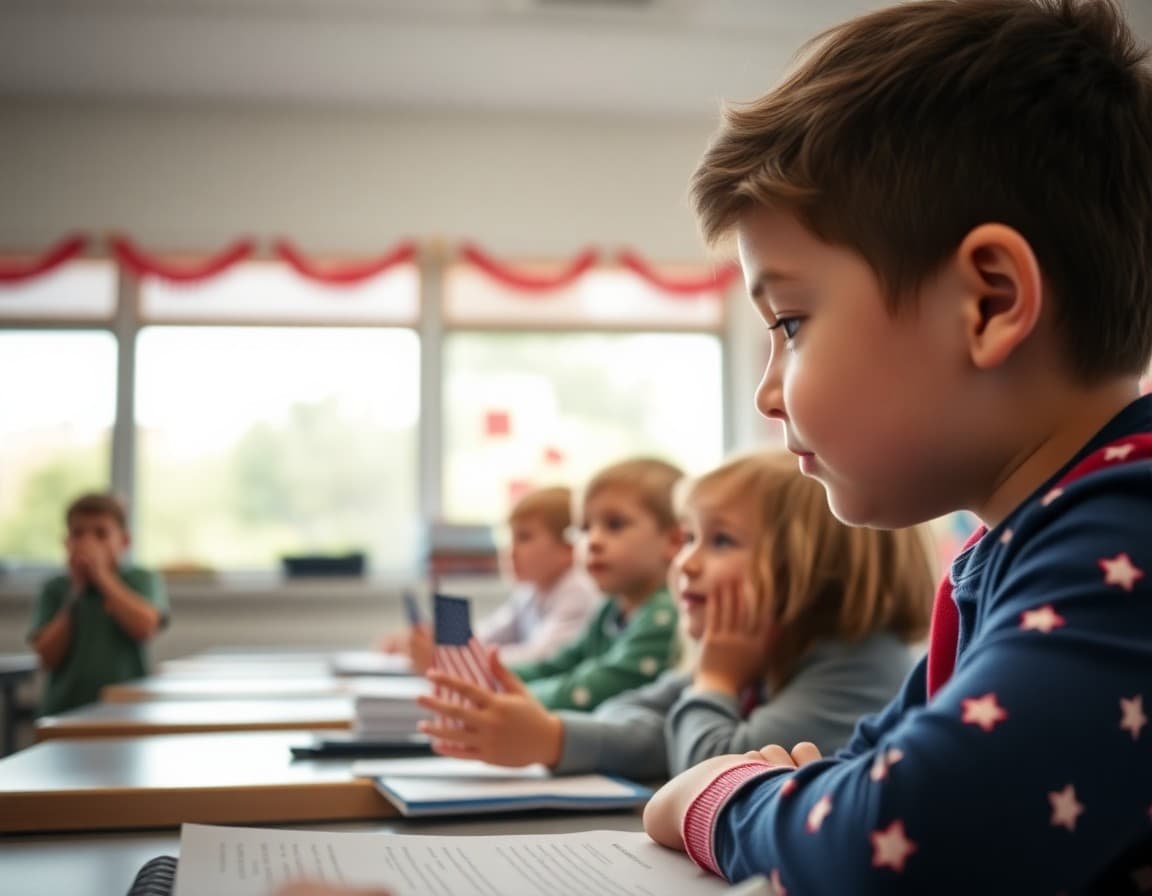 Elementary classroom activity related to Memorial Day recognition and the meaning of honoring those who served with engaged students