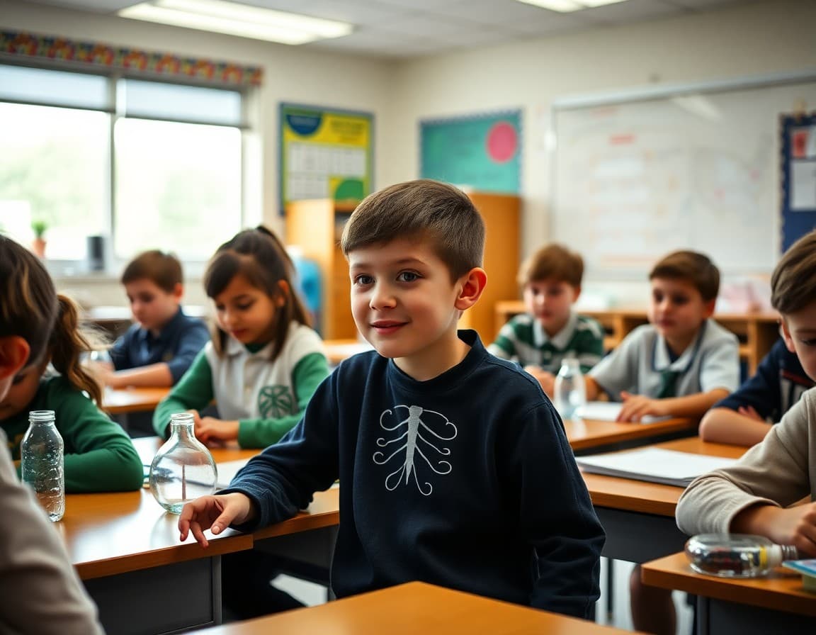 Elementary classroom activity related to the nervous system and brain science unit with engaged students