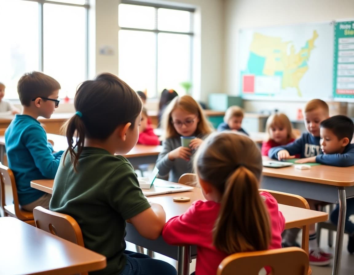 Elementary classroom activity related to nut-free classroom policy and food allergy safety with engaged students