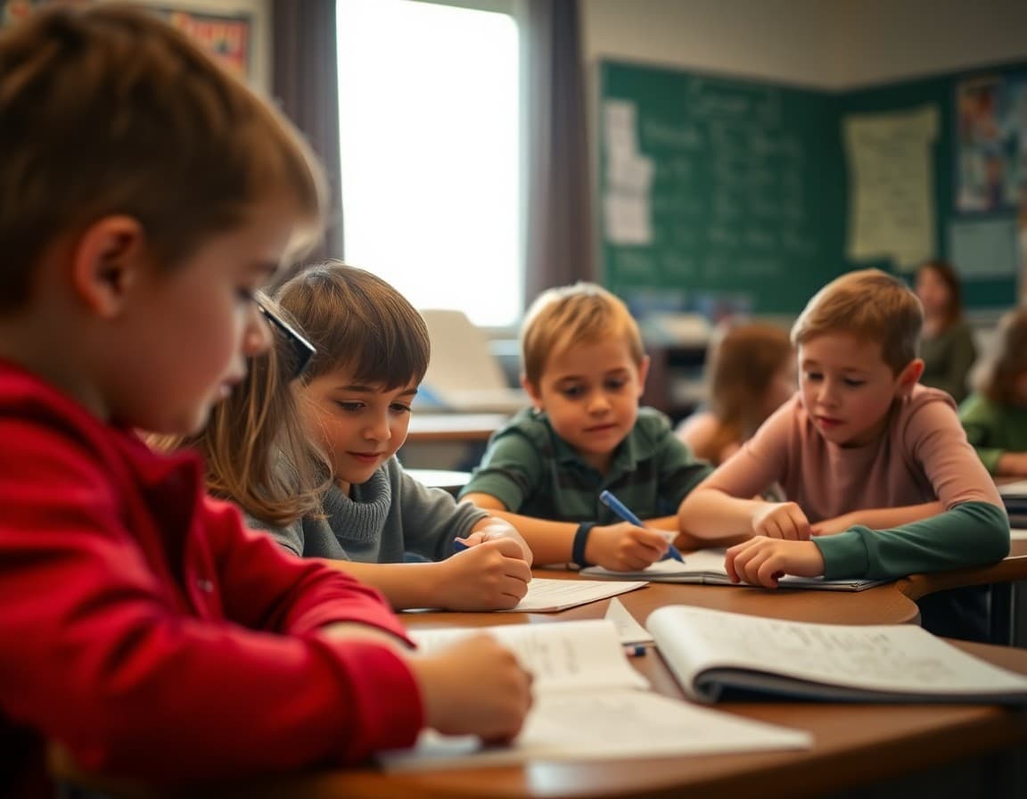 Elementary classroom activity related to paragraph writing and text structure instruction with engaged students