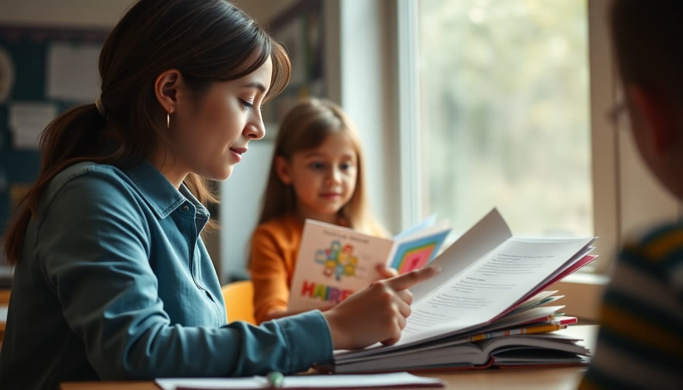 Elementary school teacher preparing a newsletter about using picture books as mentor texts for skills instruction for K-5 families