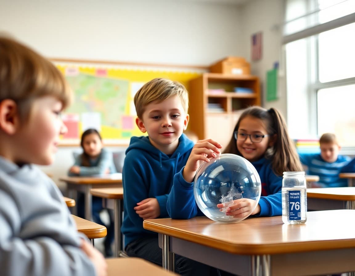 Elementary classroom activity related to the weather and meteorology science unit with engaged students