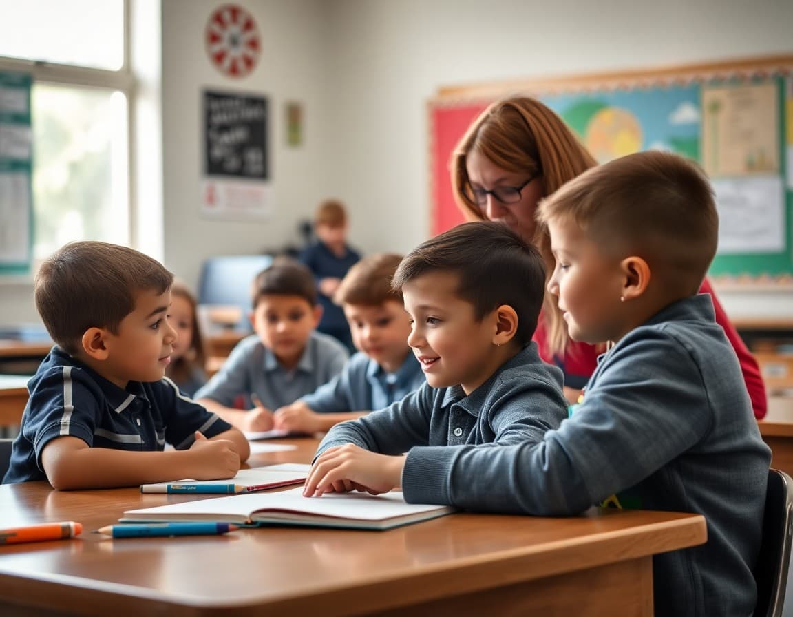 Students and teacher in a Third Grade classroom engaged in a learning activity