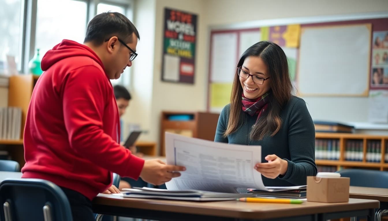 Connecticut ELL teacher at a Hartford school preparing multilingual newsletter for diverse families