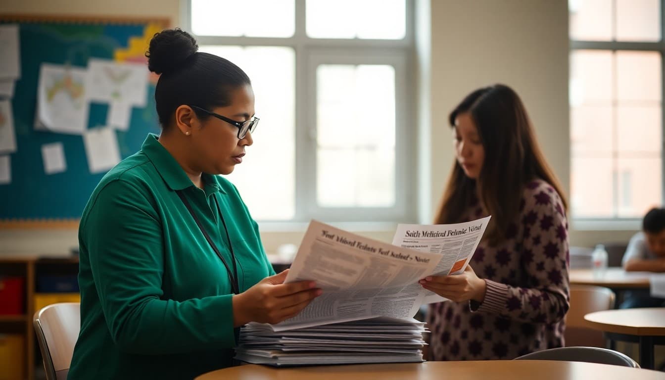 Georgia ESOL coordinator preparing Spanish and Vietnamese newsletters at an Atlanta metro school