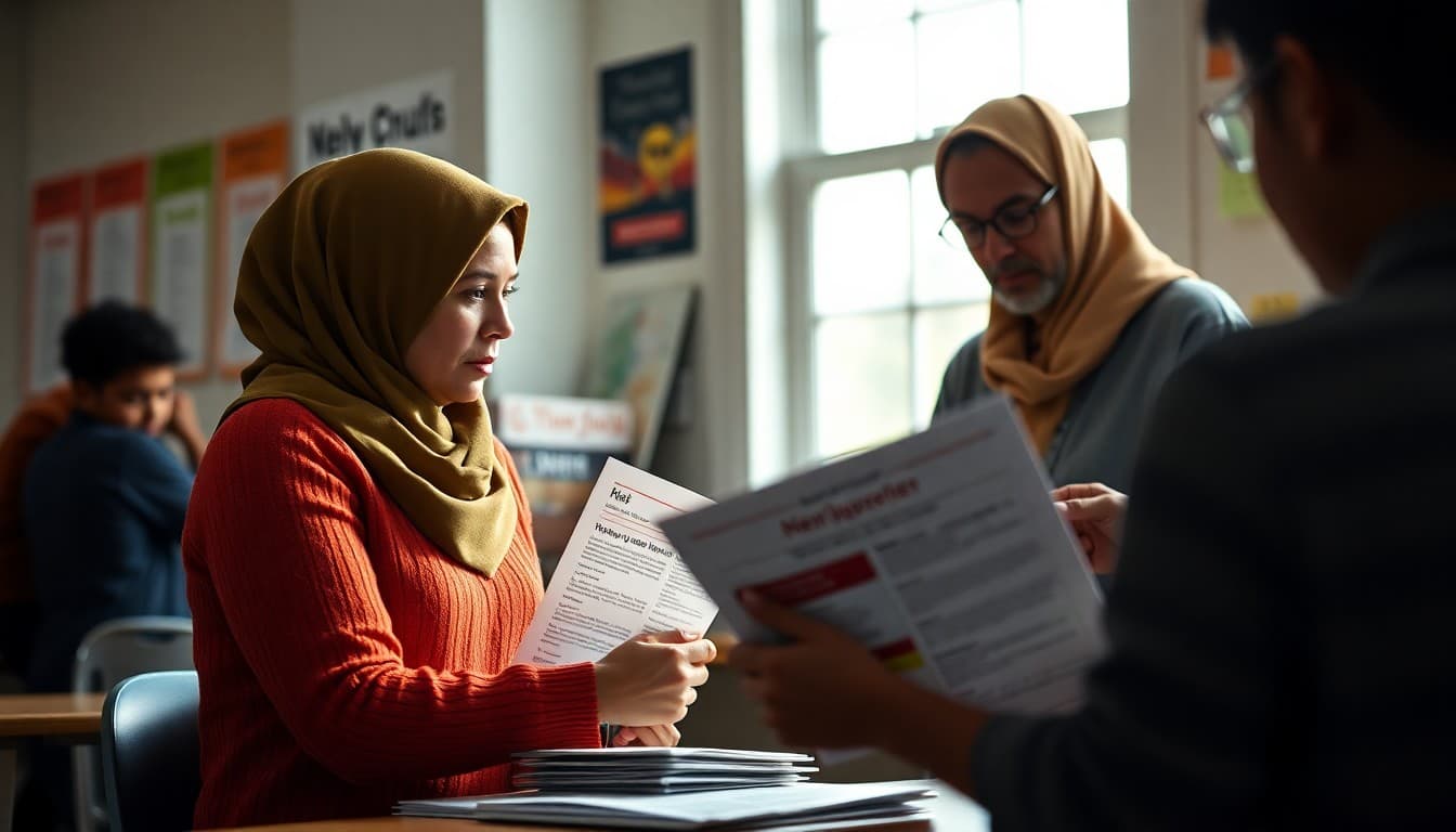 Maine ELL teacher at a Portland school preparing multilingual newsletters for Somali and Congolese families