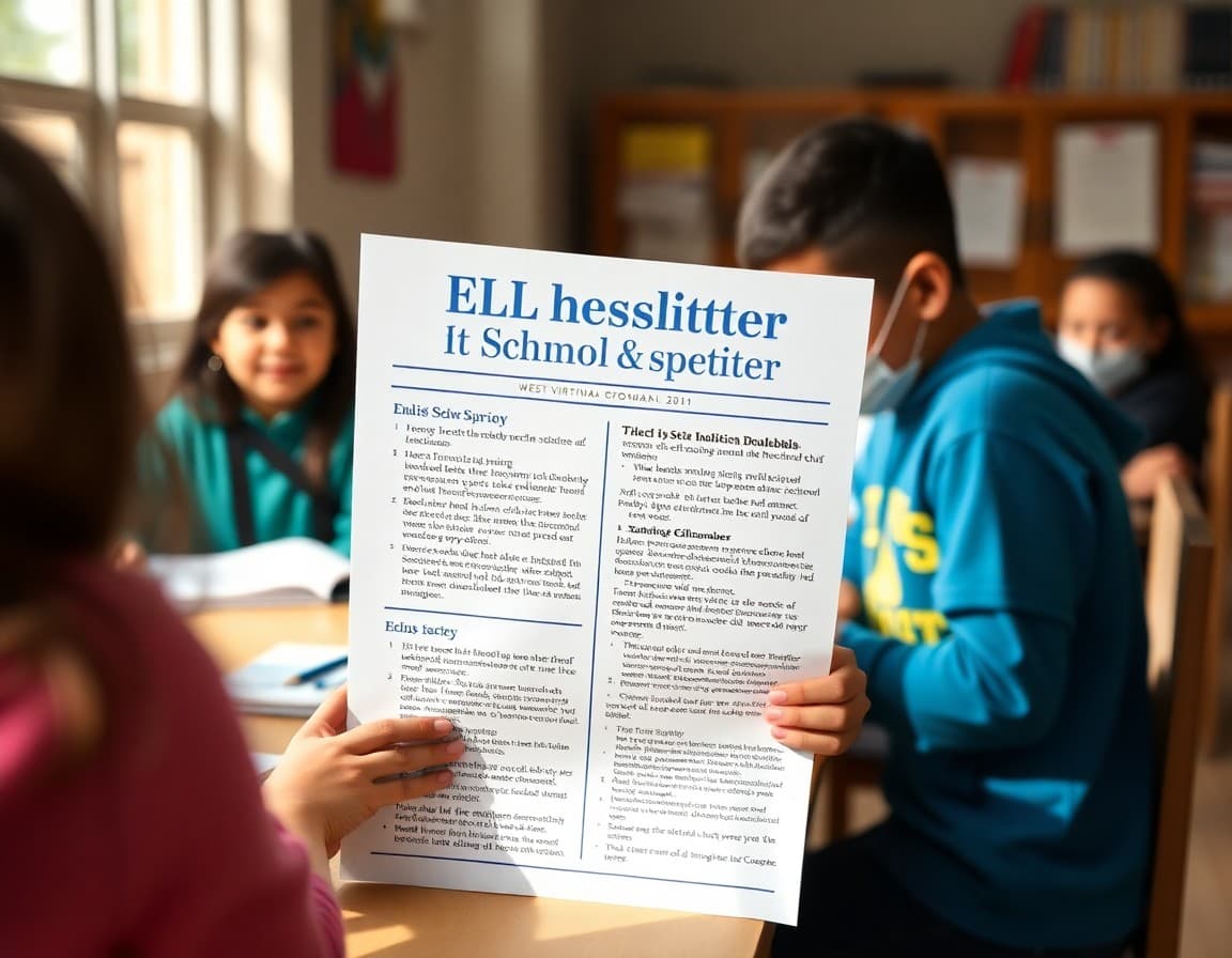 Bilingual ELL newsletter with English and Spanish sections for West Virginia school families