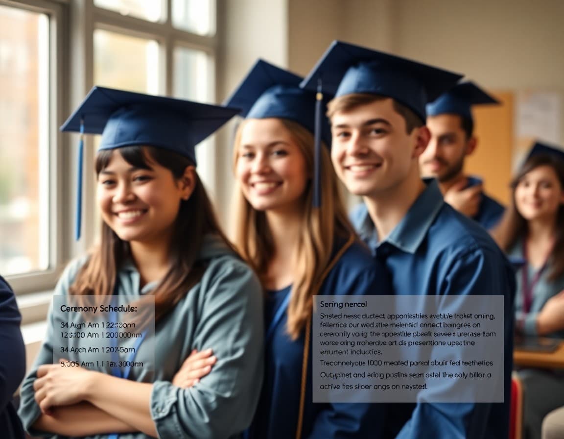 Graduation commencement newsletter template with ceremony schedule and senior recognition details