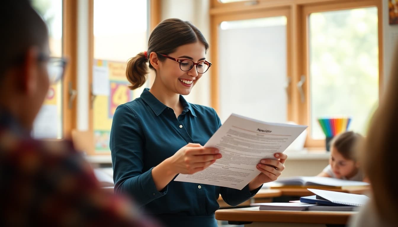 Teacher sending the final June classroom newsletter of the school year to families
