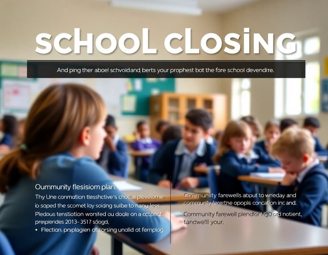School closing newsletter template with transition plan and community farewell event details