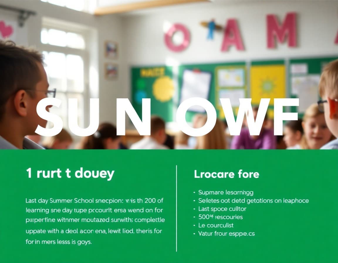 Summer send-off newsletter template with last day details and summer learning resource list