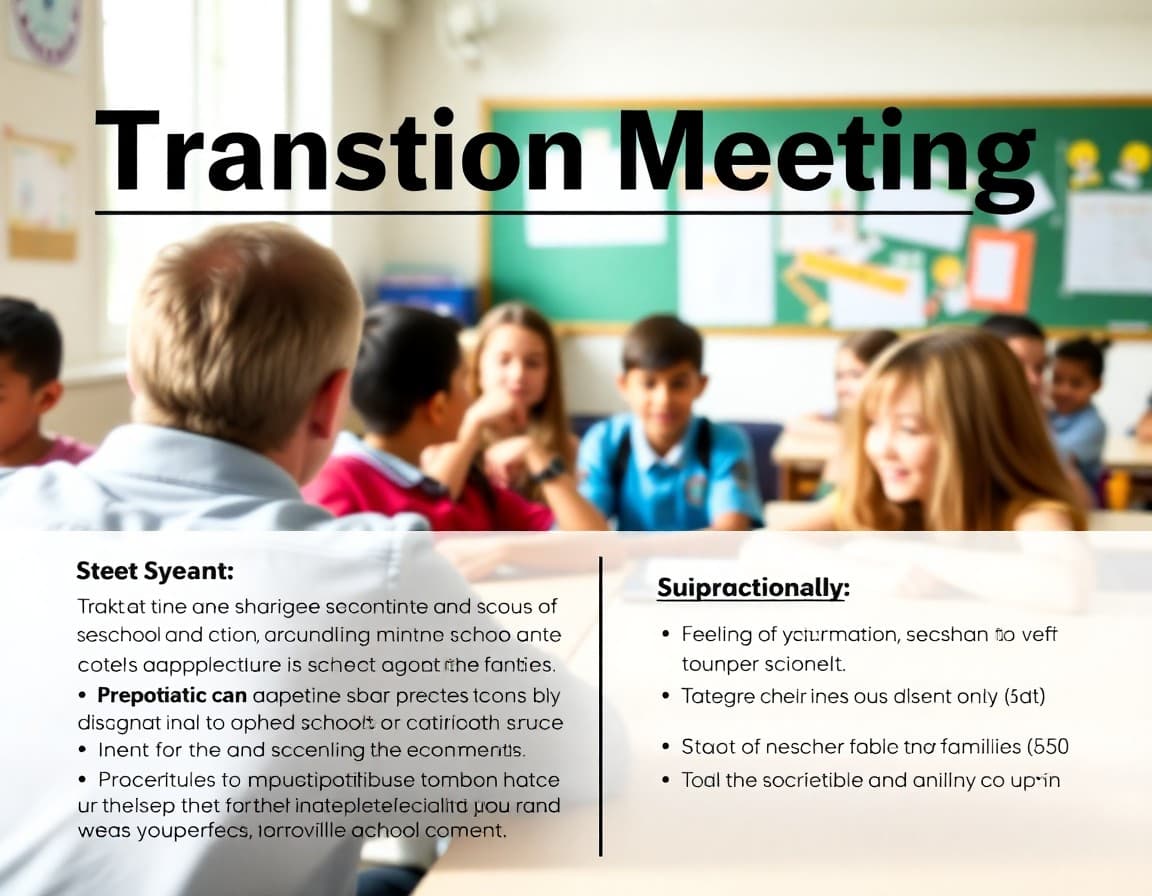 Transition meeting newsletter template with agenda details and preparation tips for families