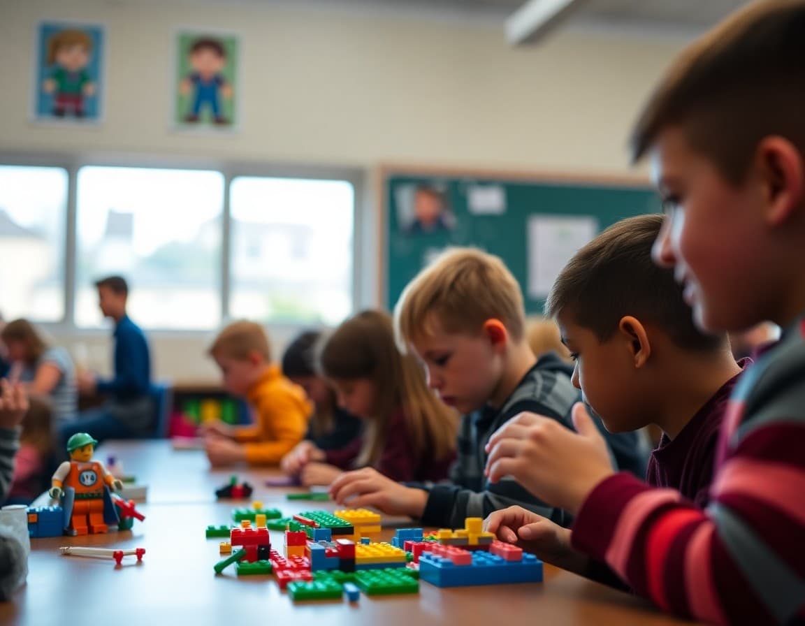LEGO contest newsletter with building challenge description, judging criteria, and registration details