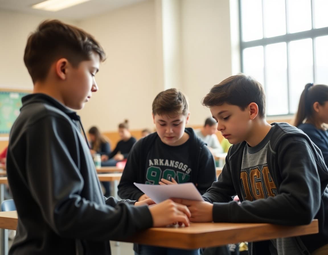 Arkansas gifted students at a state academic competition working through a problem together