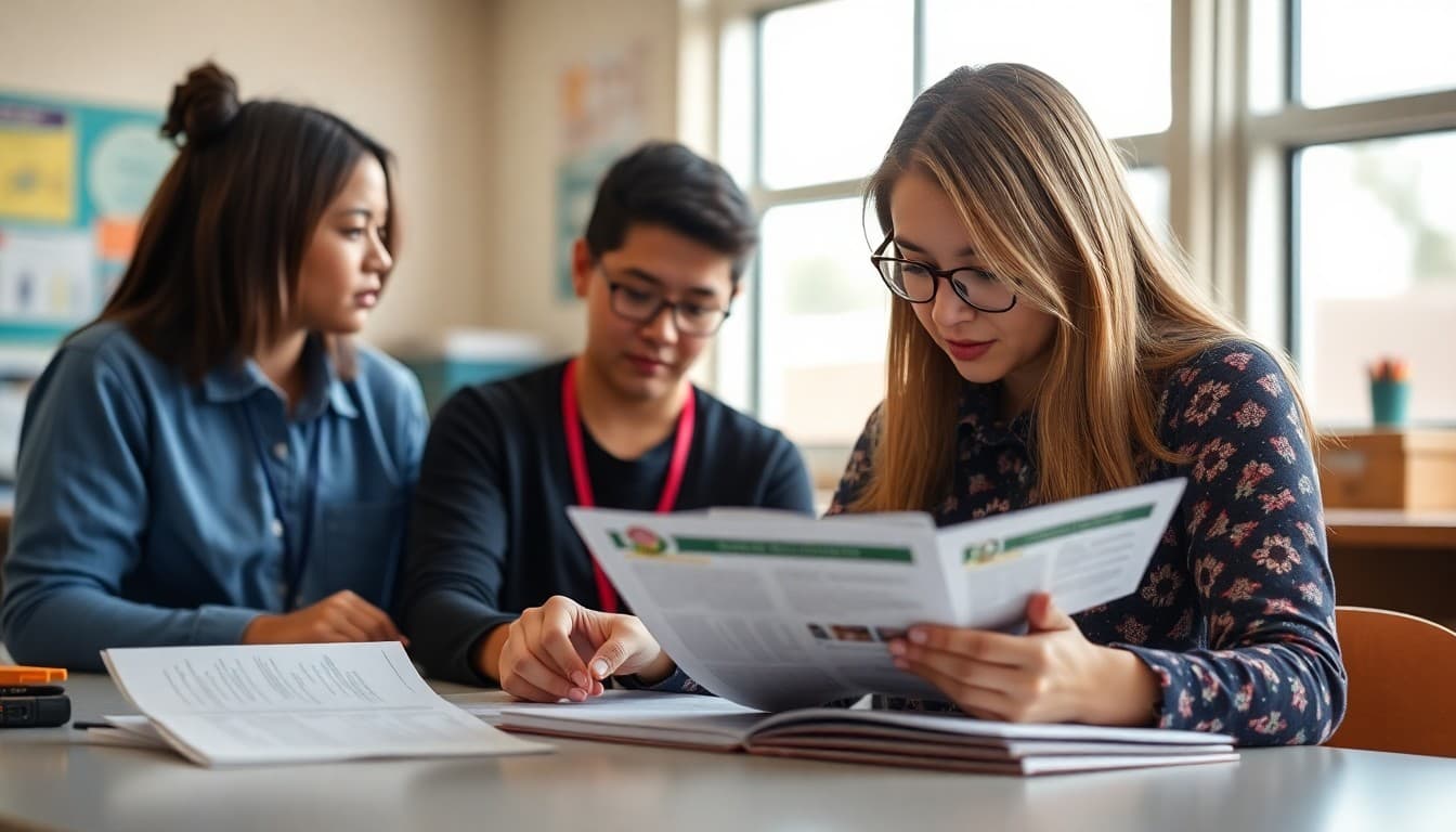 Arizona gifted program coordinator preparing a newsletter at a school in Phoenix
