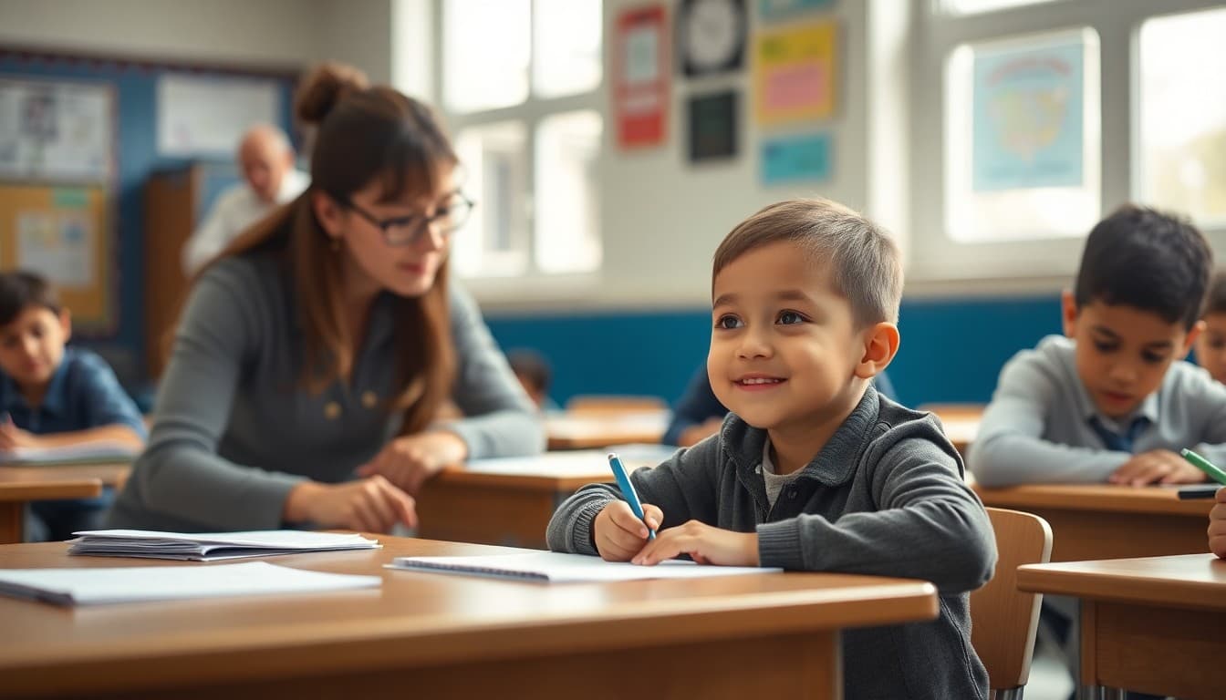 A gifted student transitioning to a higher grade level classroom with teacher guidance