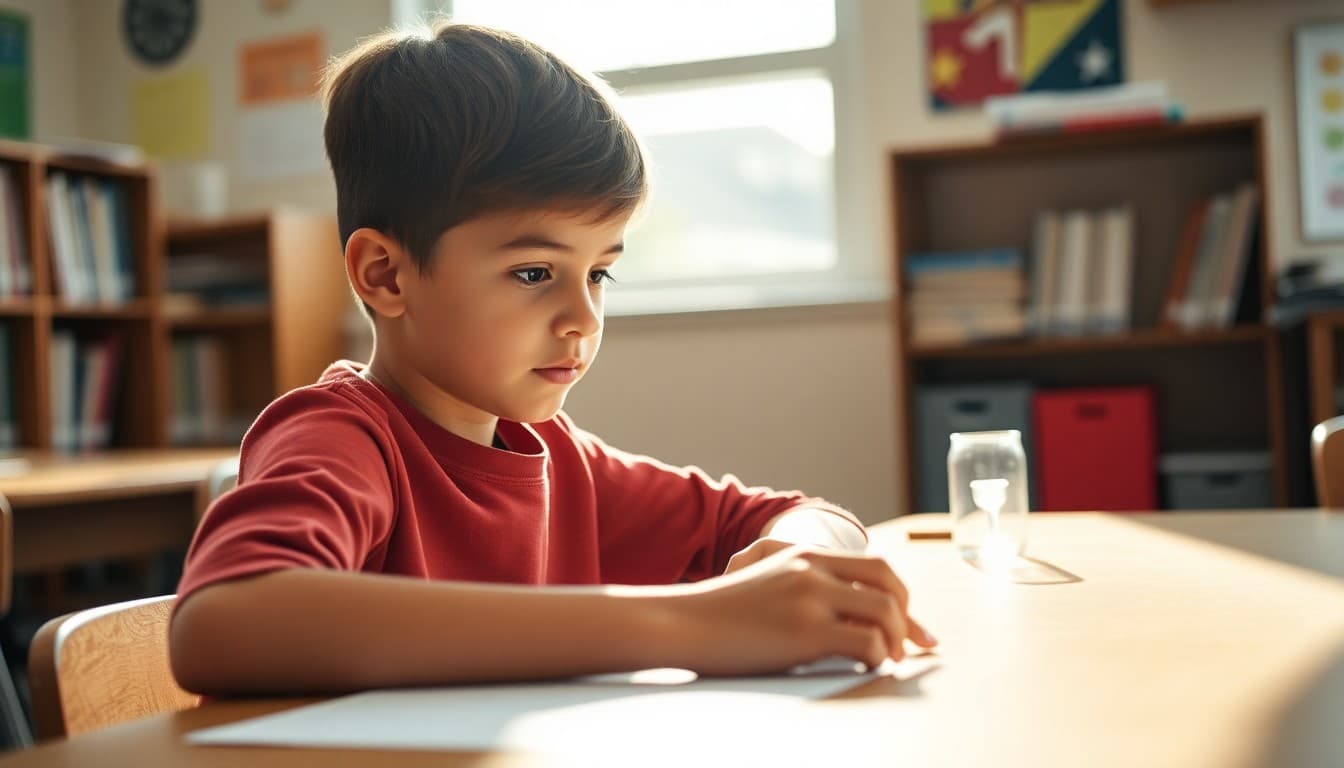 Gifted student engaged in an advanced enrichment activity outside the regular classroom