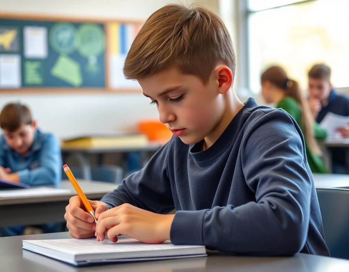 Gifted student working on advanced project in enrichment program setting