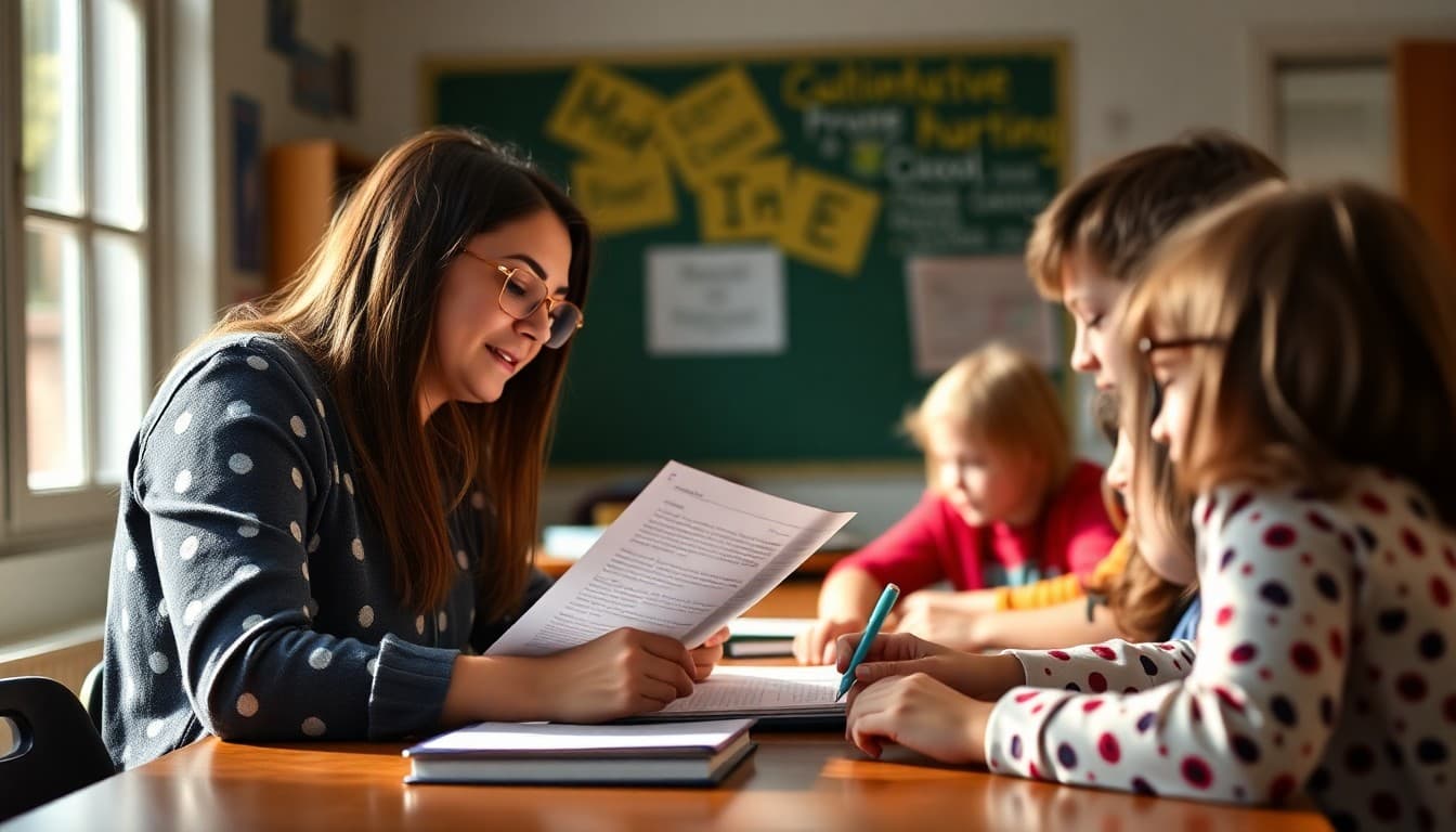 Gifted education teacher writing enrichment newsletter for families of advanced learners