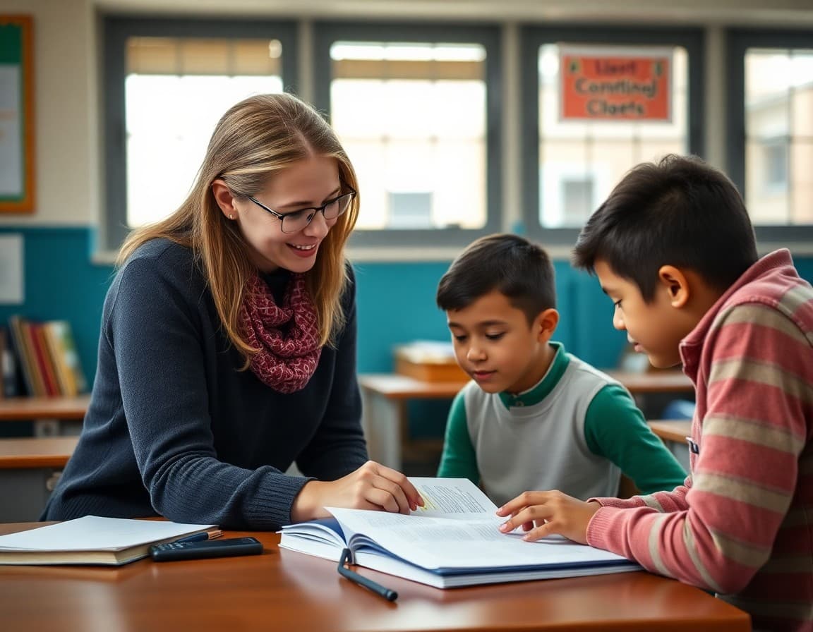 Teacher reviewing a gifted student's missing work and re-engagement plan together