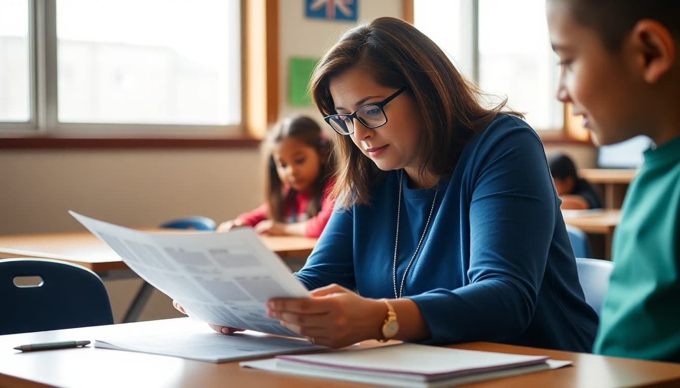 Indiana gifted program coordinator preparing a newsletter at a school in Indianapolis