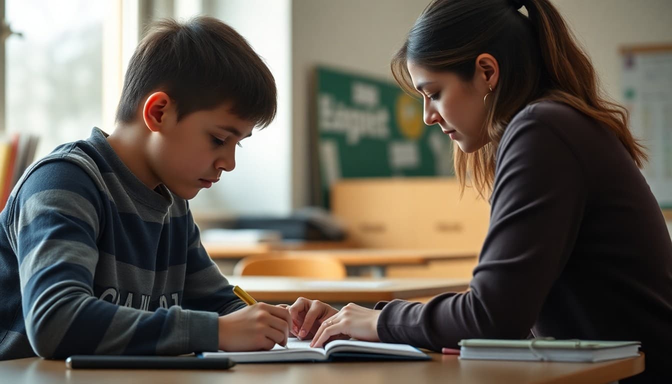 Gifted student working on an independent study project with a faculty mentor