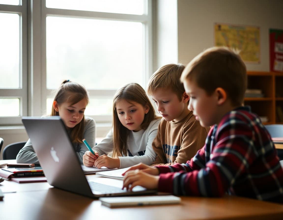 Nebraska gifted students working on an academic enrichment challenge
