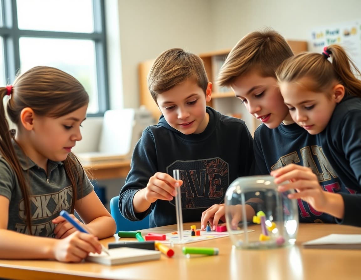 Nevada gifted students working on a STEM project in a modern school classroom setting