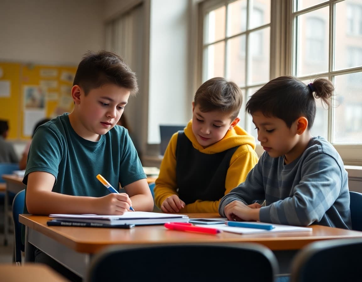 New York gifted students working on an academic enrichment challenge