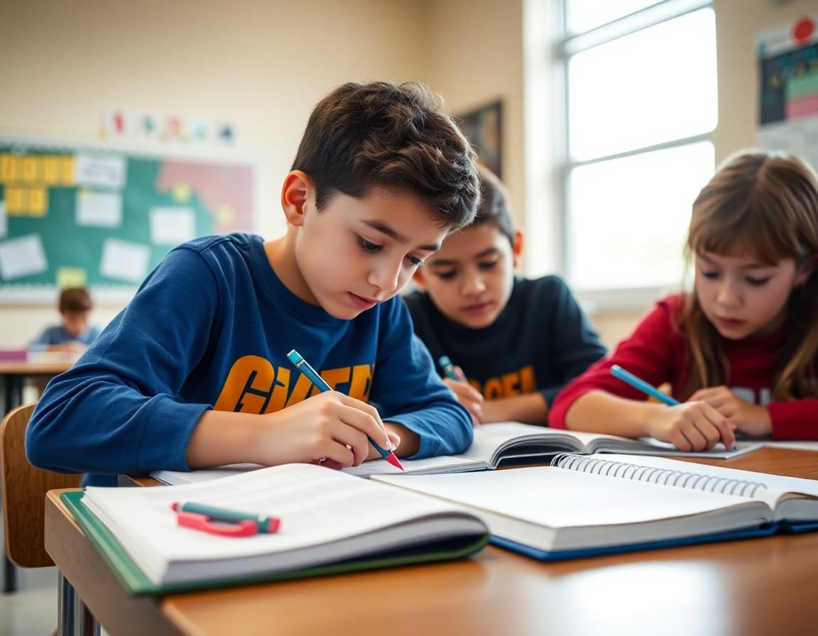 Oklahoma gifted students working on an academic enrichment challenge