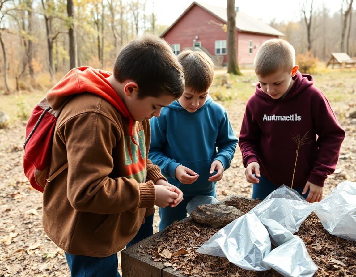 Vermont gifted students working on an environmental science project near their rural school