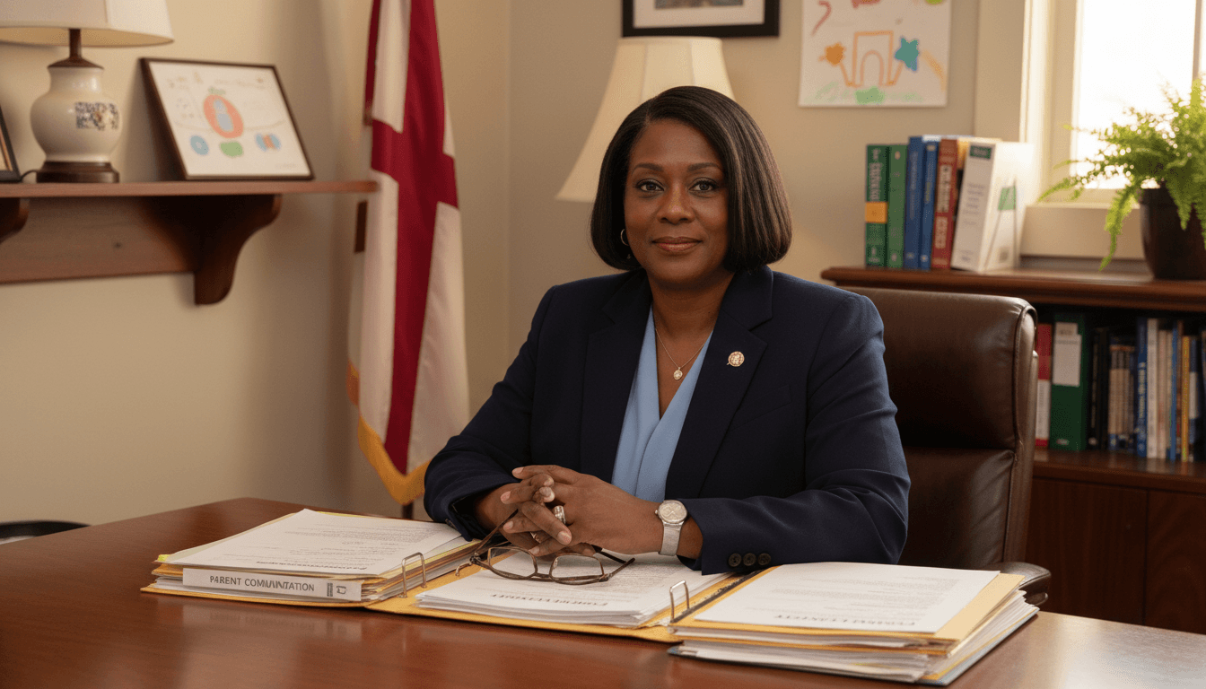 Alabama school principal reviewing parent notification requirements at a desk in Birmingham