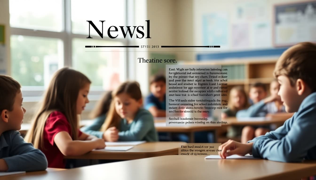 Clean school newsletter design showing header, main story, and sidebar sections