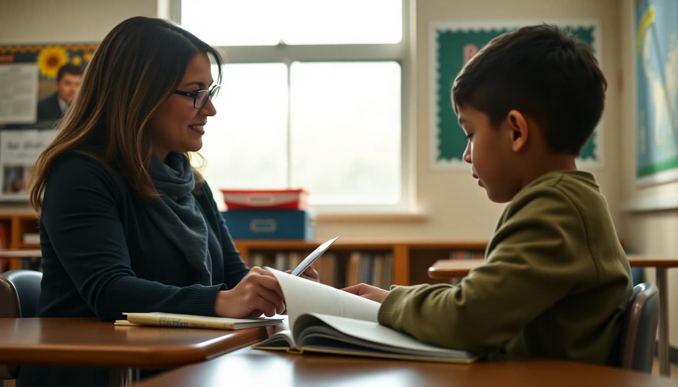 Teacher working one-on-one with a student in a reading intervention session