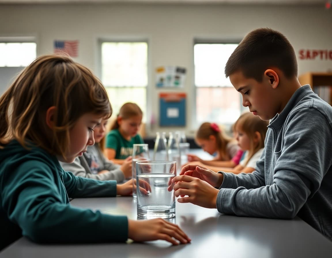 Massachusetts elementary school students working on hands-on science activity