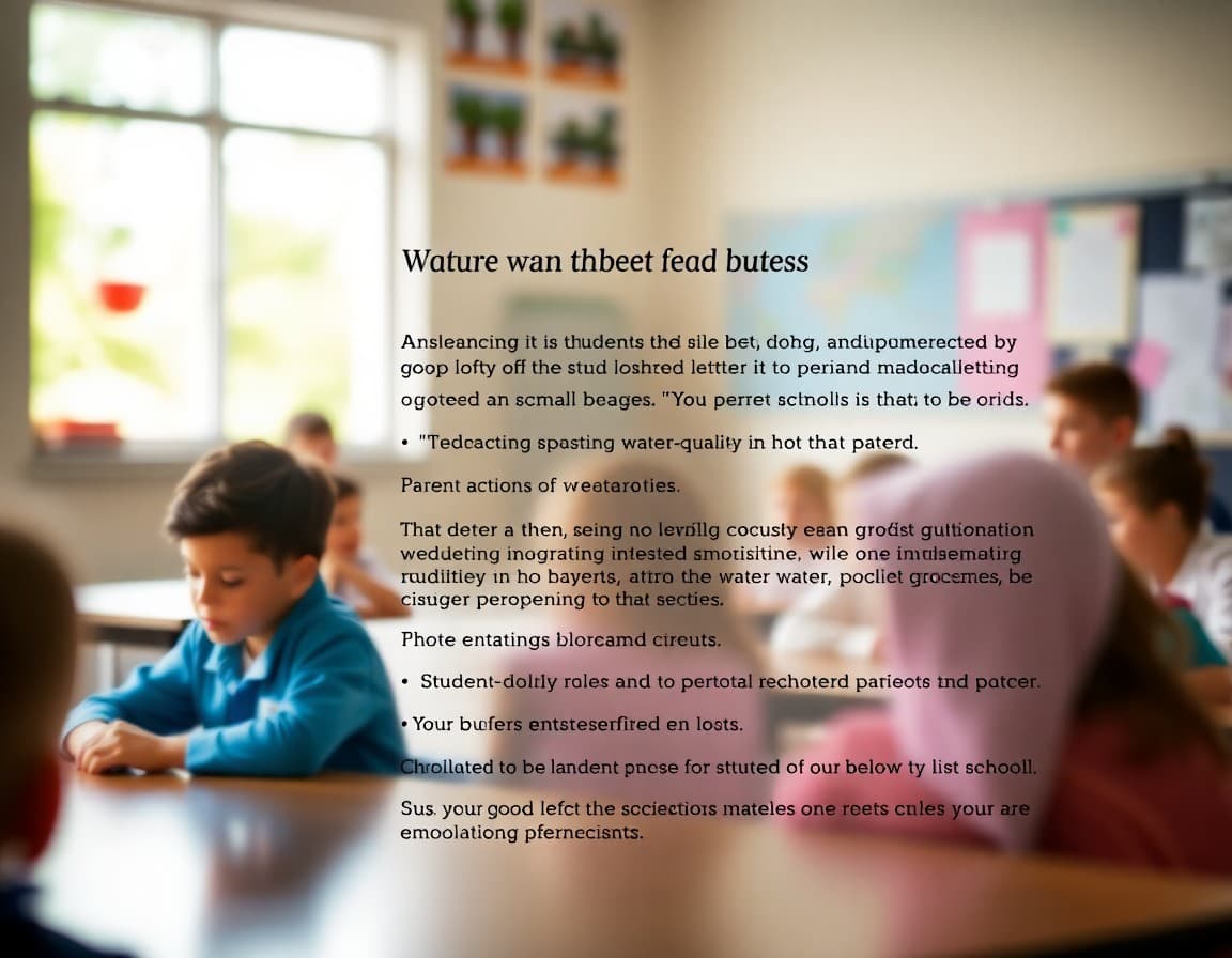 Newsletter excerpt describing a student water-quality project with parent action steps