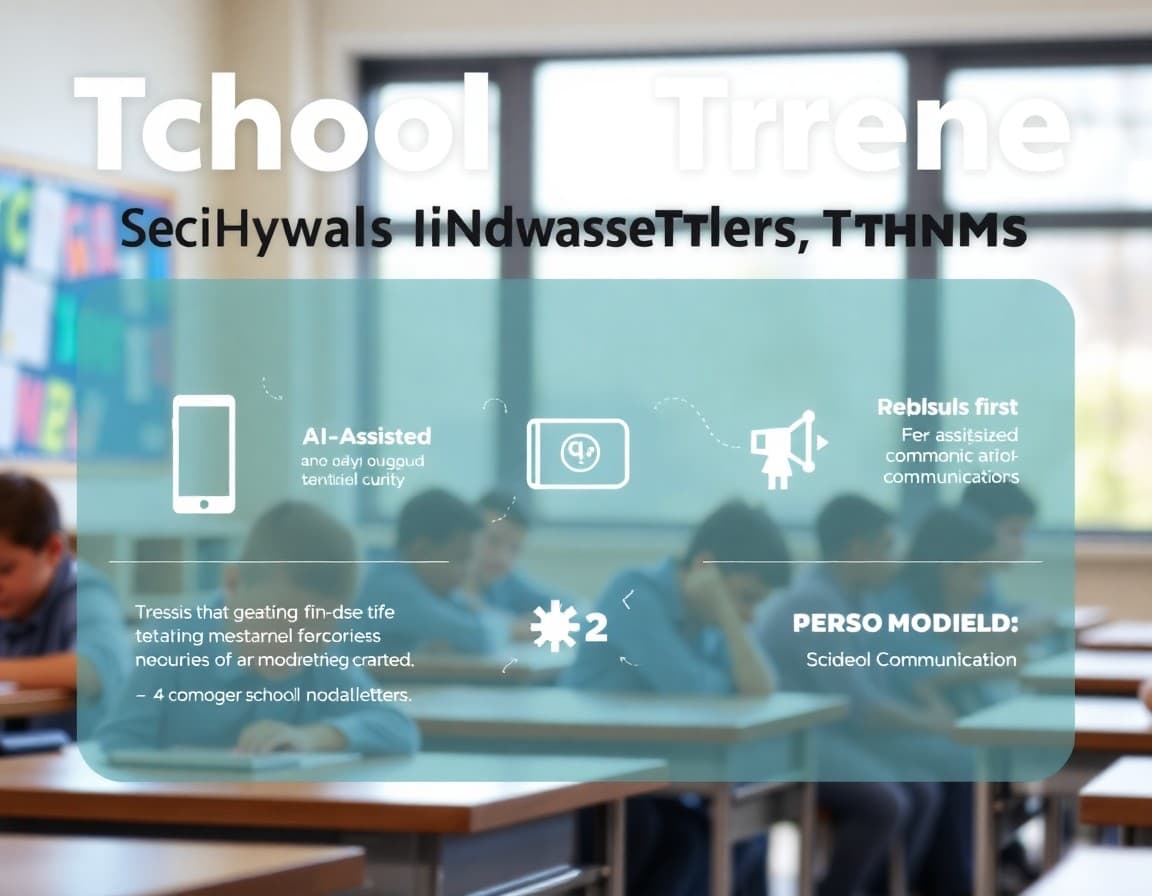 School newsletter trends infographic showing mobile-first, AI-assisted, and personalized communication