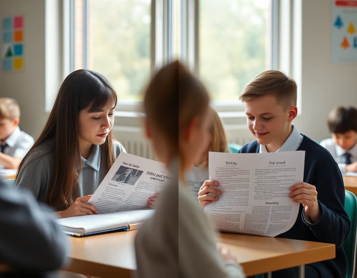 Side-by-side comparison of AI-generated draft and final edited school newsletter