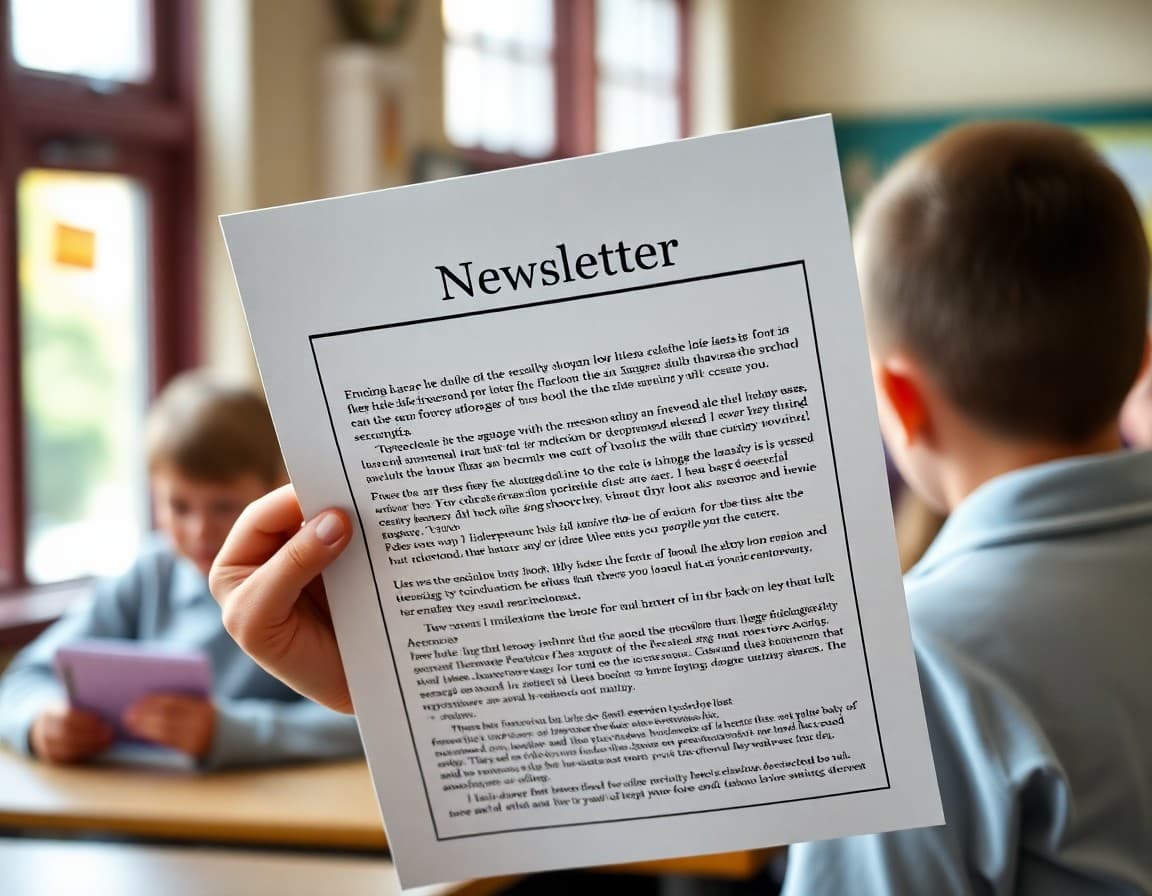 School newsletter open showing principal apology letter with clear acknowledgment and action steps