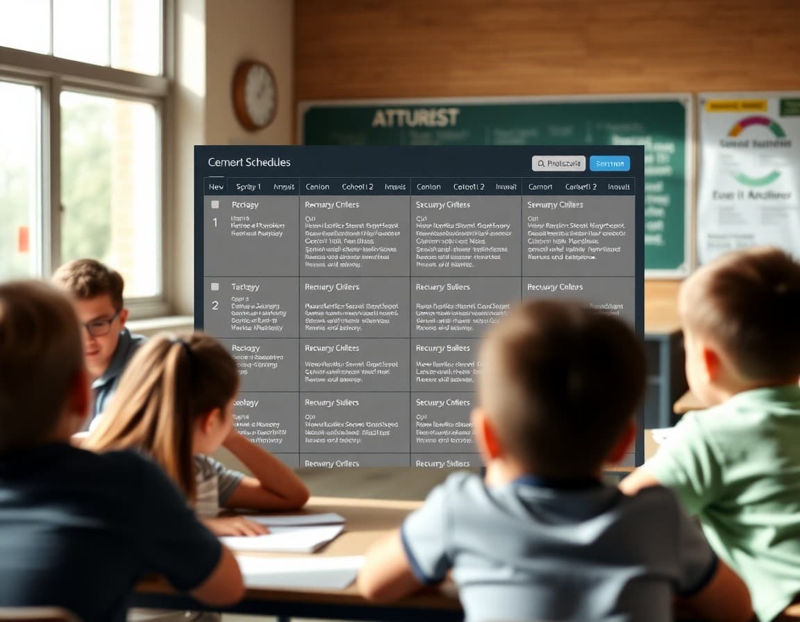 Automated school email schedule dashboard showing recurring newsletters and reminders