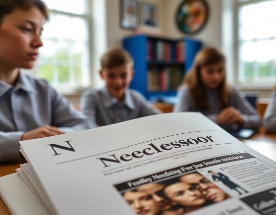 Close up of a newsletter layout showing the headline hierarchy and visual elements judges evaluate